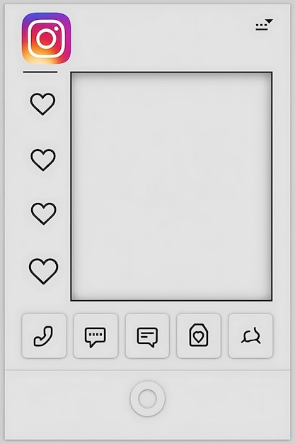 Photo blank instagram post layout with clean interface and icon design