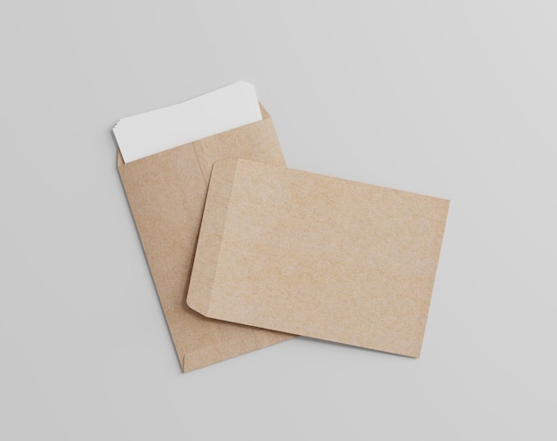 Blank kraft brown big envelope mockup on the empty background