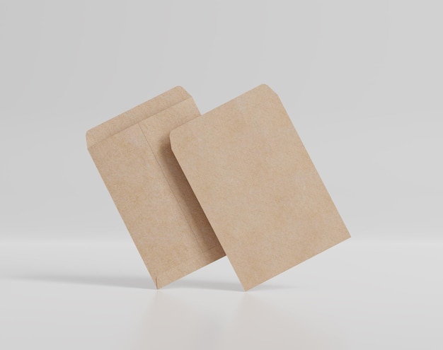 Blank kraft brown big envelope mockup on the empty background