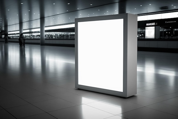 Blank light box mockup in the airport Generative AI