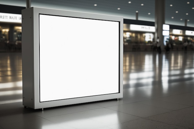 Blank light box mockup in the airport Generative AI