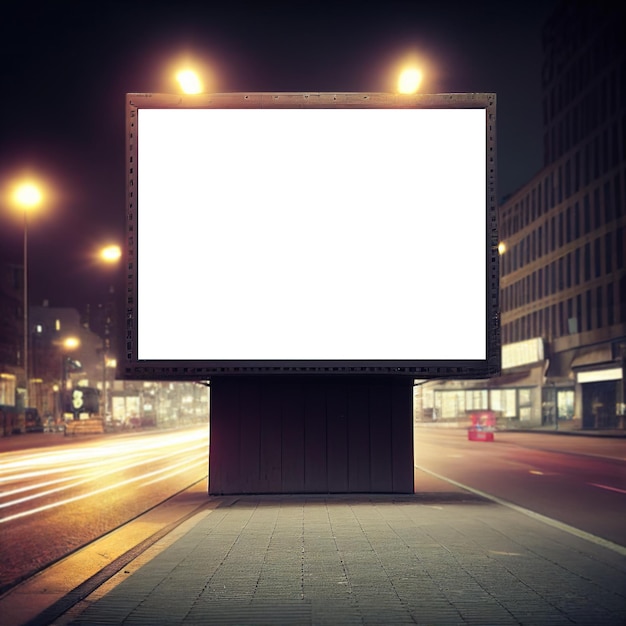 Blank lightbox advertisements and blurry urban street viewsxAxA