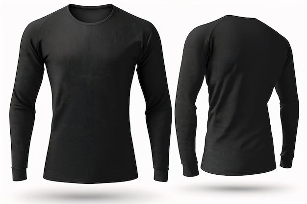 Blank Long sleeve T shirt for men template black color with light background