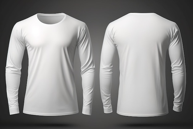 Blank Long sleeve T shirt for men template white color with dark background