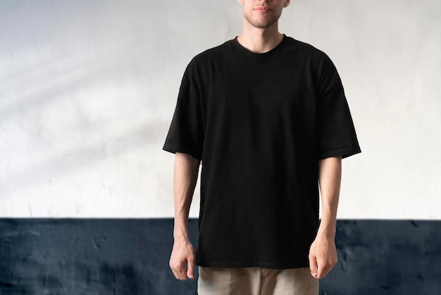 A blank male oversize tshirt mockup isolated