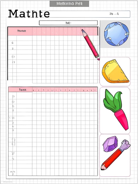 Photo blank math template with math tools and elements