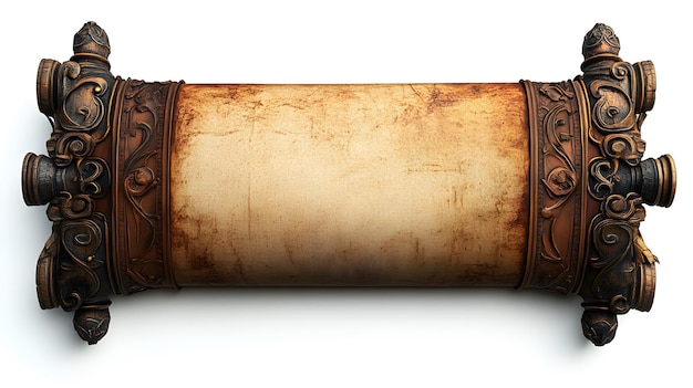 Photo blank medieval scroll ancient artifact on isolated background