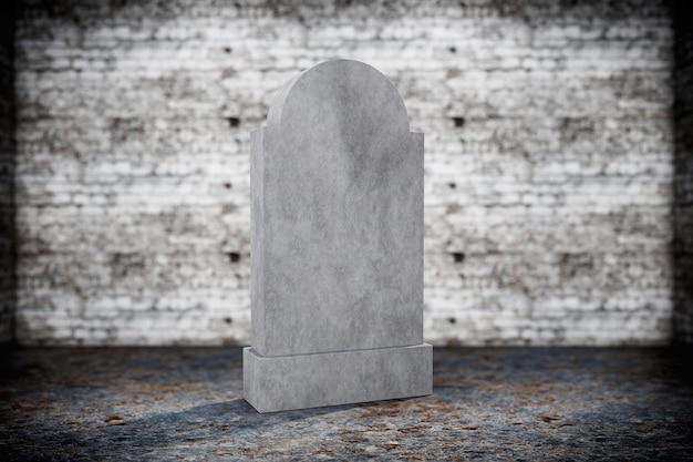 Blank Memorial Gravestone on grunge background