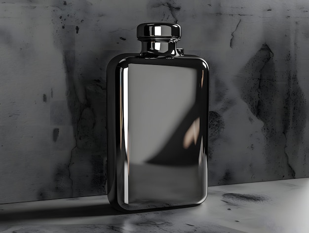 Photo blank metal flask bottle mockup