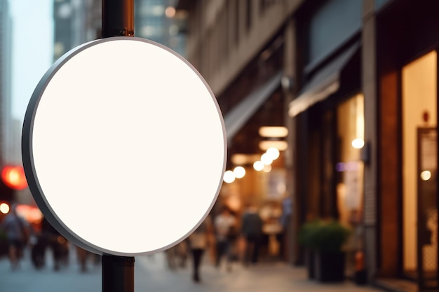 Blank minimal circular shop signboard mockup for design Generative AI