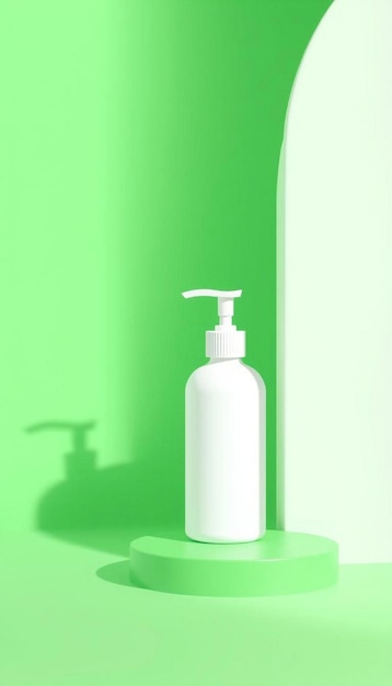 Blank mockup Bottle on Green Background