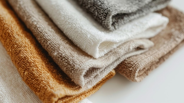 Blank mockup of ecofriendly organic cotton kitchen towels in earthy tones