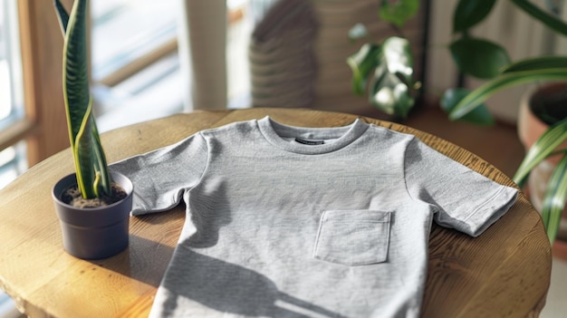 Blank mockup of a grey longsleeved tshirt with a small pocket on the chest