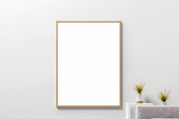 Blank mockup poster frame in the living room interior background canvas mockup