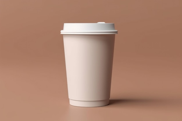 Blank mockup takeaway coffee cup with brown isolated background Generative AI