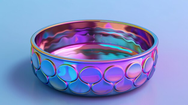 Blank mockup of a vibrant plastic pet bowl with a fish scale design