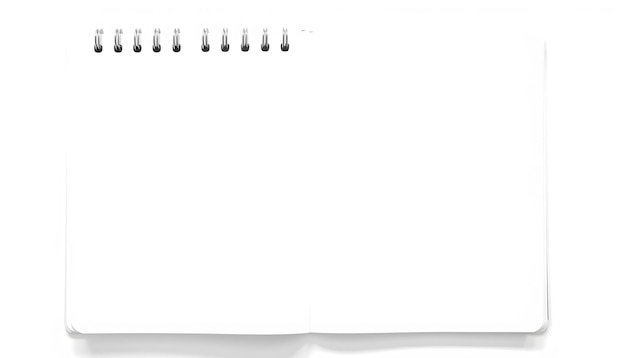 Photo blank notebook page with stationary design element isolated with white highlights