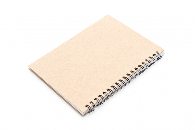 blank notebook on white background