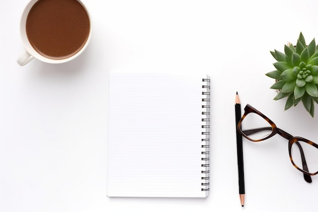 Blank notebook on white background