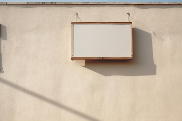 Blank old style store sign mockup street hanging mounted on the wall