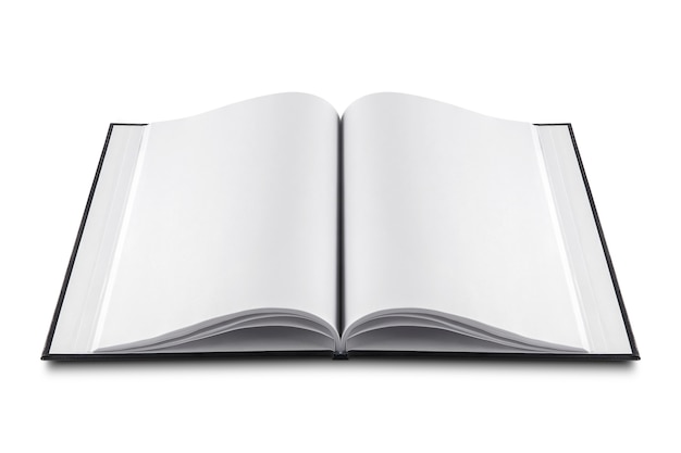 Blank open book on white background