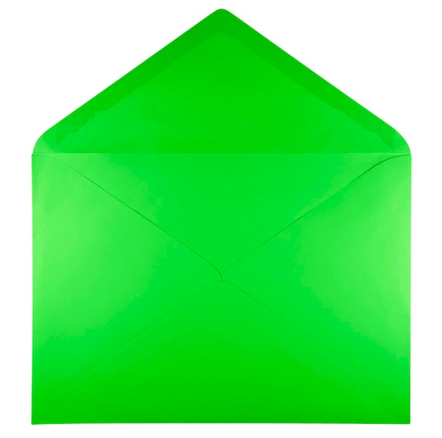 Blank open envelope green