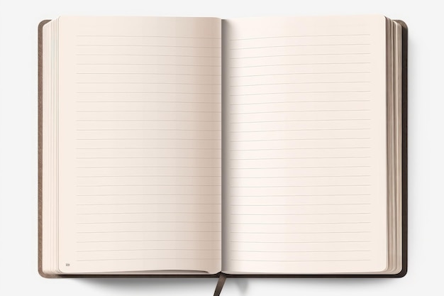 Blank open notebook isolated