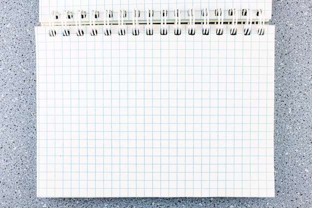 A blank open notepad page lined in a blue cageStationery notepadnotebook for study notetaking creativity