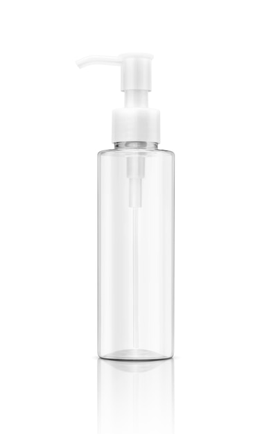 Blank packaging cosmetic clear transparent plastic bottle isolated