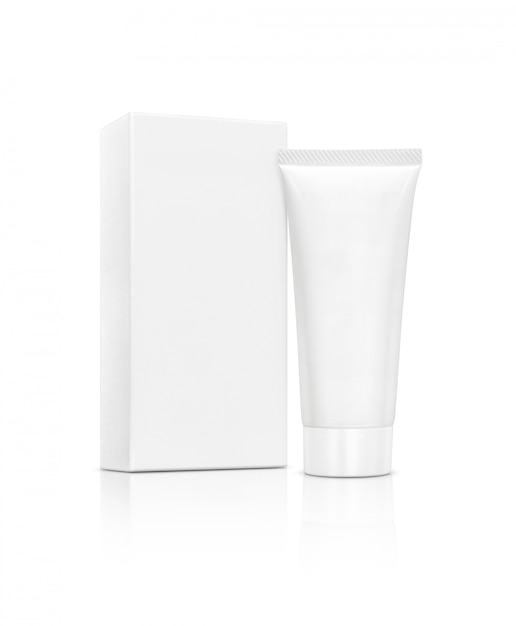 Blank packaging cosmetic tube with box isolated 