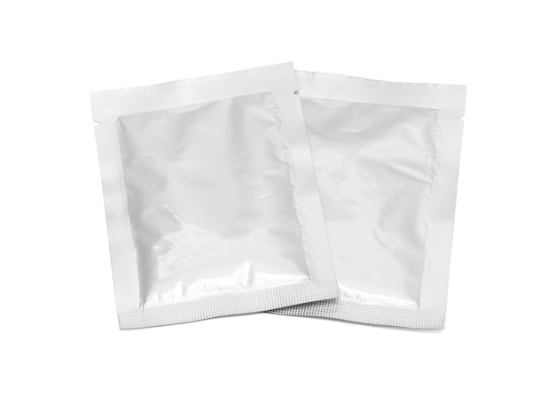 Blank packaging foil sachet isolated