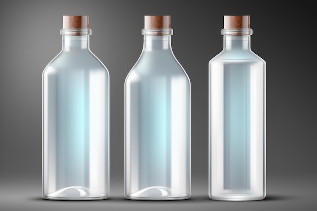 blank packaging transparent glass bottle for beverage product mockup