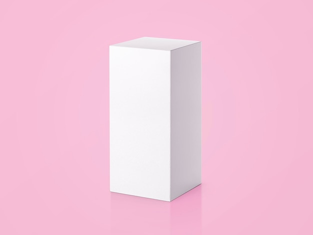 Blank packaging white cardboard box isolated on pink background ready for packaging design