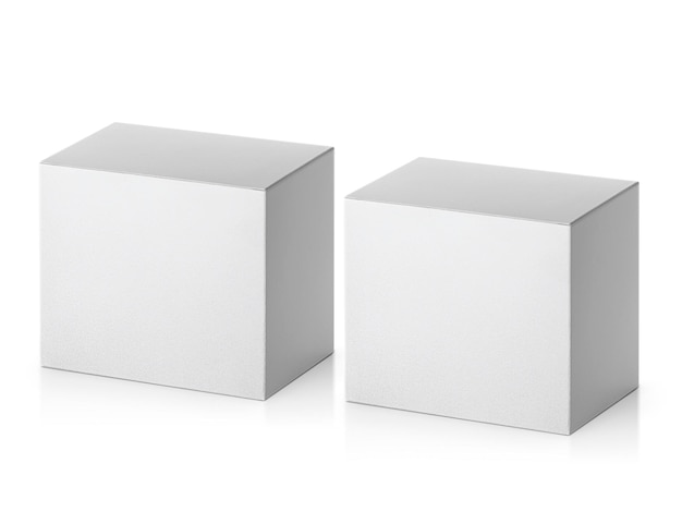 Blank packaging white cardboard box isolated on white background ready for packaging design