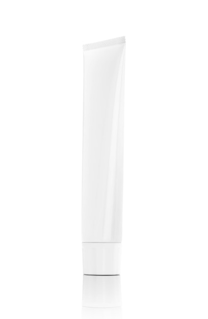 Blank packaging white tube for toothpaste or cosmetic product design mock-up isolated on white background with clipping path