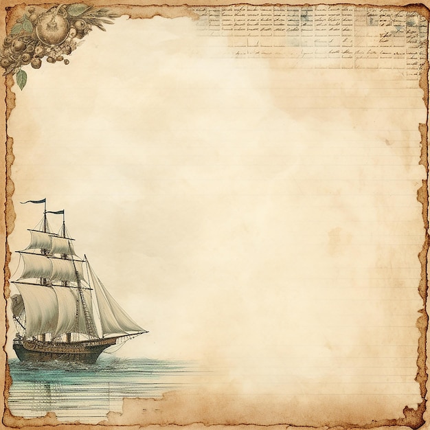 Blank page for Vintage with sailing boat elements