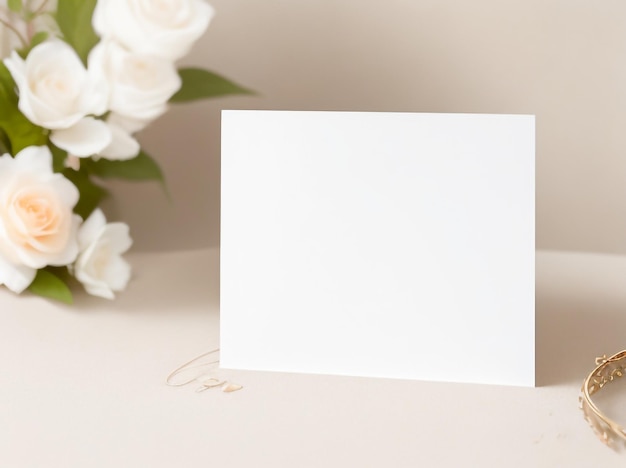 Blank Paper Card Mockup on Neutral Beige