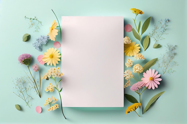 Blank Paper Color For Text With Flower Surrounding