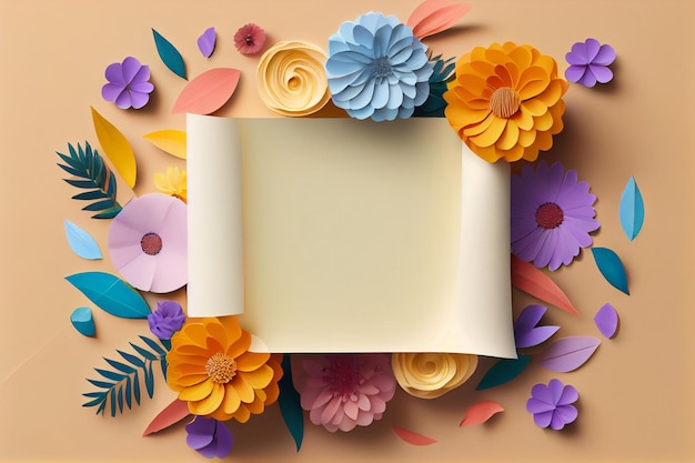 Blank Paper Color For Text With Flower Surrounding