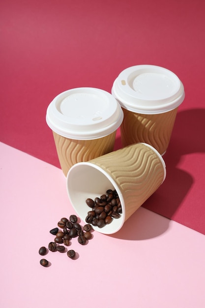 Blank paper cups composition for delivery and take away concept