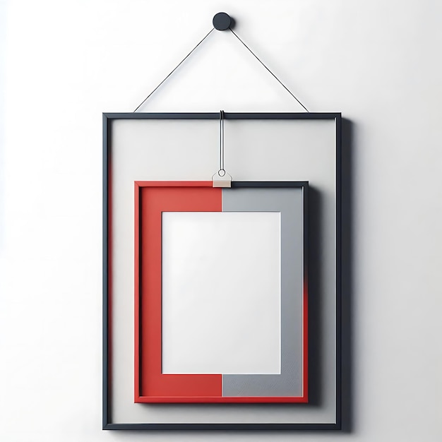 Blank photo frame hanging on the wall