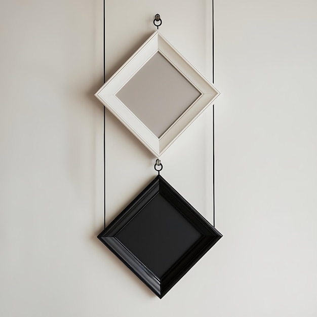 Blank photo frame hanging on the wall