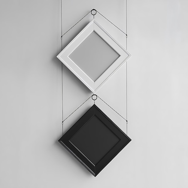 Blank photo frame hanging on the wall