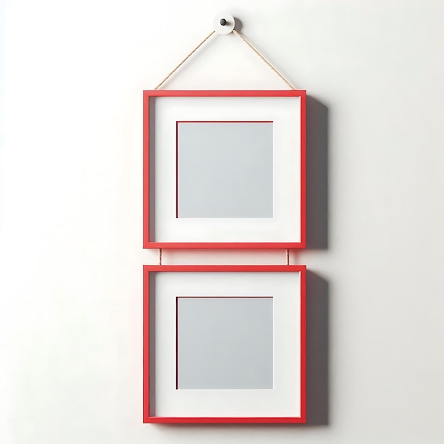 Blank photo frame hanging on the wall