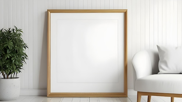 Blank photo frame for mockup in living room