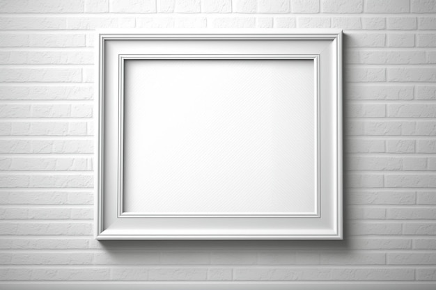 Blank picture frame on a brick wall with natural light