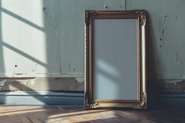 Blank picture frame mockup on the wall 3d rendering