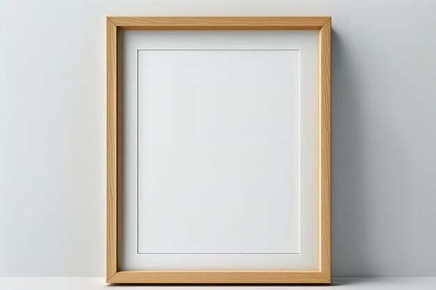 Blank picture frame mockup on wall in modern interior Artwork template mock up in interior design Wooden Picture Frame Mockup on White Wall Minimalist Generative AI