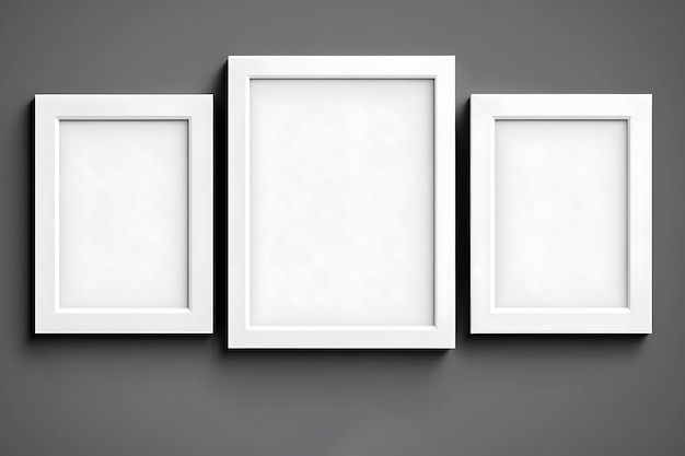 Blank picture frame mockup on white wall Modern living room design