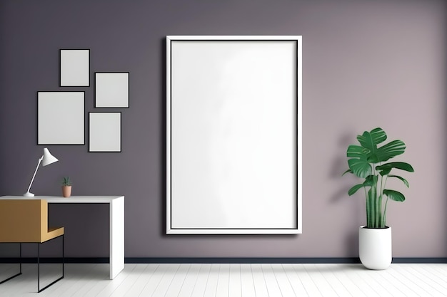 Blank picture frame on a wall mockup